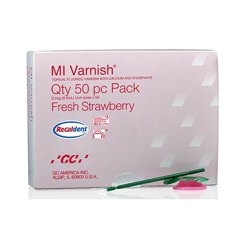 GC 442500 MI Topical Fluoride Varnish Calcium Phosphate Strawberry 0.4 mL 50/Pk GC 442500 MI Topical Fluoride Varnish Calcium Phosphate Strawberry 0.4 mL 50/Pk